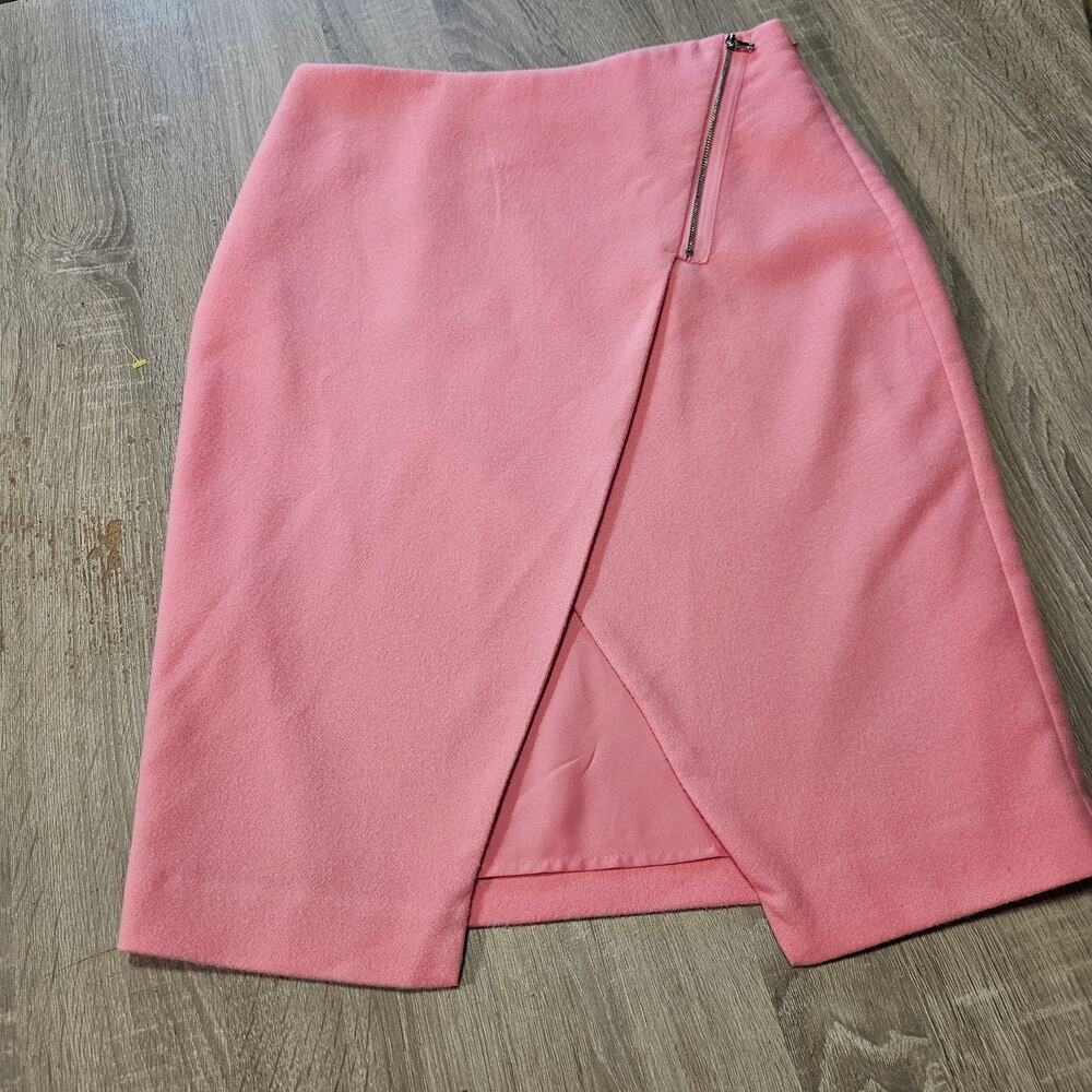 LOFT Pink Asymmetrical Zip Faux Wrap Pencil Skirt - Size 4